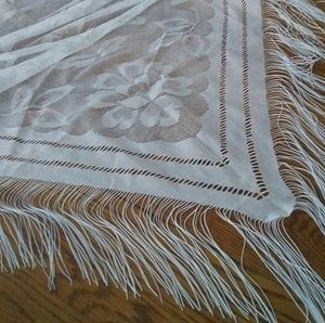 White Lace Tassel Shawl Wrap Triangle Shape